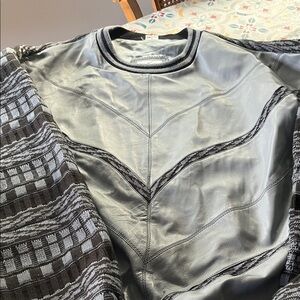 Men's Black and Gray Cardigan Sweater